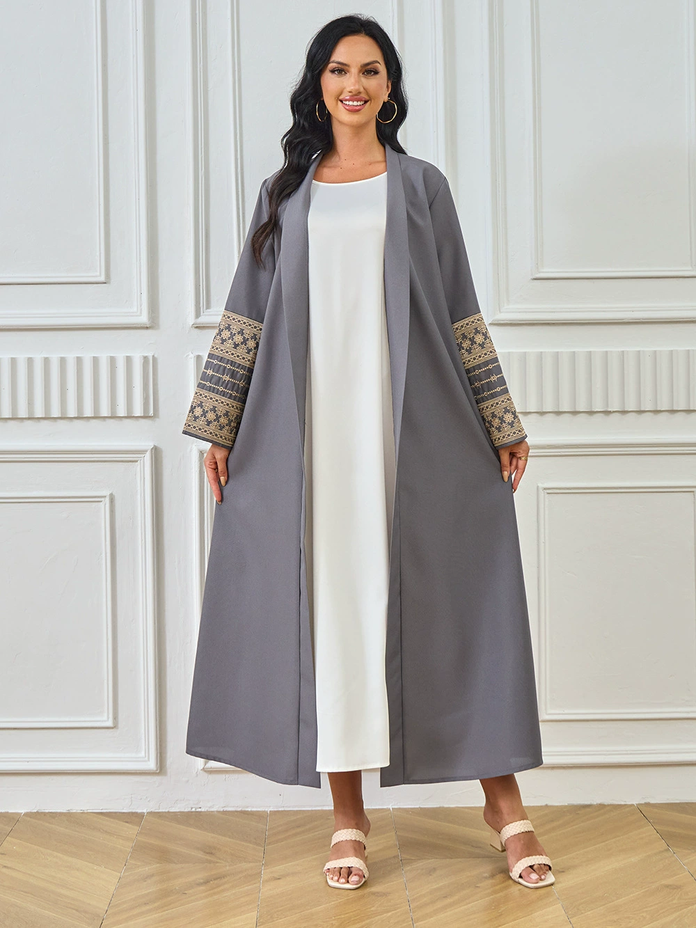 Модный элегантный кардиган, платье, (перекрестная торговля), с вышивкой