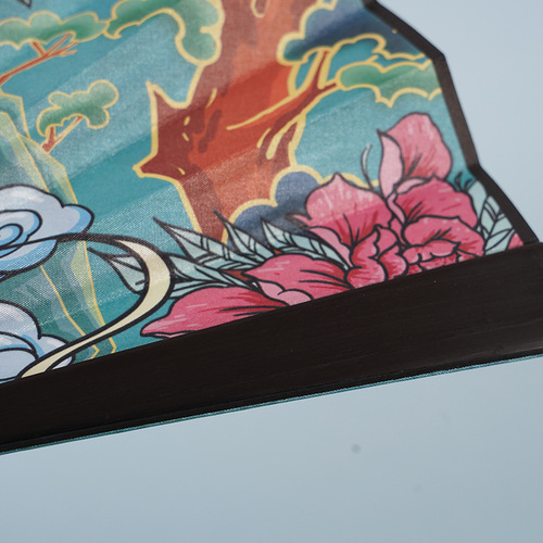 Wholesale of ancient fan with jacquard fabric on both sides for bar and disco, 8 inch folding fan, manufacturer wholesale 