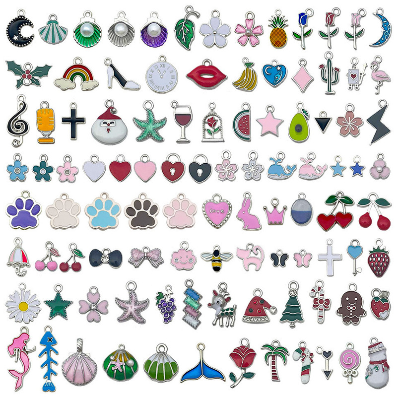 DIY Jewelry Accessories White K Oil-Drip Alloy Five-Pointed Star Crown Pendant Mixed Set of 100 Styles for Bracelets and Necklaces DIY Jewelry Accessories White K Oil-Drip Alloy Five-Pointed Star Crown Pendant Mixed Set of 100 Styles for Bracelets and Necklaces