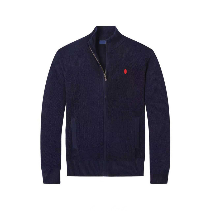 Knitted Knitwear Stand Collar Full Zipper Cardigan Knitwear Men's Spring & Fall New Embroidered Pony Logo Knitwear Men's Jacket