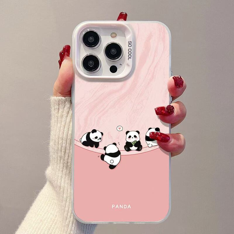 Four Pandas Suitable for Apple 15 Pro Max Phone Case iPhone 16 Pro Cute 14 Pro Girly 17 New Model