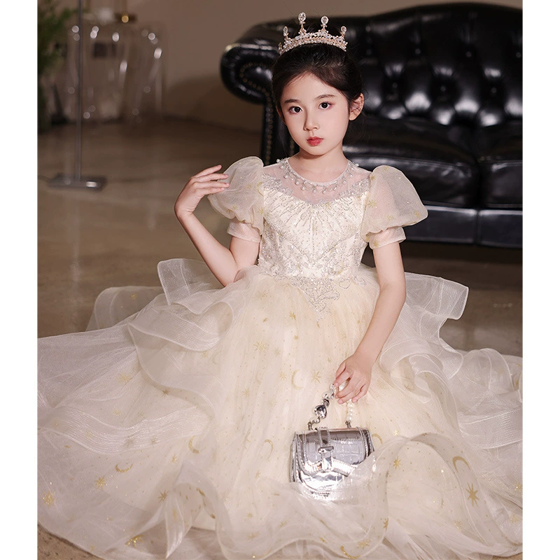 Children's elite evening dress, small princess costume, piano performance costume