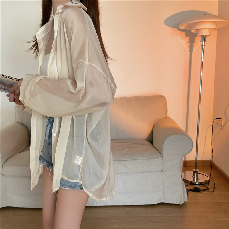 112g Weight Long Sleeve Sleeve Length Single Breasted Placket Type Shirtsleeve Sleeve Type Polyester, Chiffon Fabric Type Regular Top Length Cardigan Tops Type Holiday Occasion Shirt Collar Neckline Loose Fit Type Solid Color Pattern Summer, Spring Season Women's Gender Casual Style Wholesale Women's Casual Solid Color Long Sleeve Blouses 80