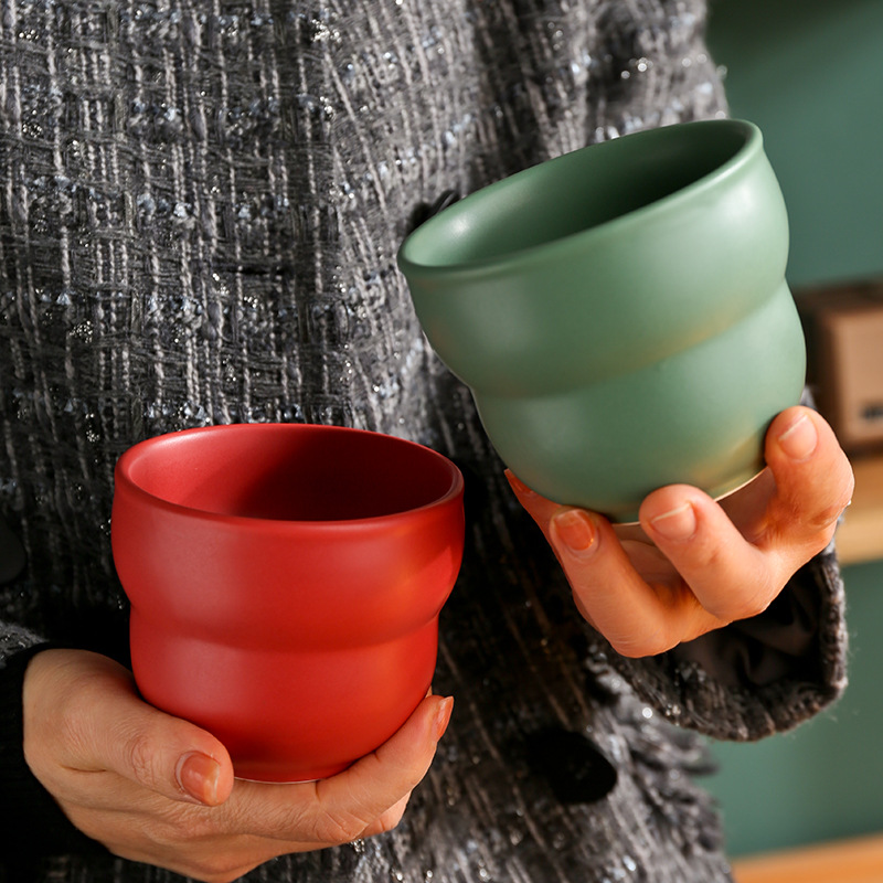 レトロコーヒー品鑑カップ聞き手握りカップセット高級感ラテカップカラープルカップコーヒーカップ陶磁器