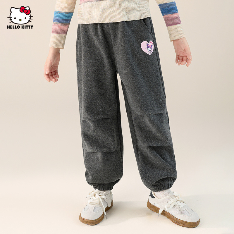 HelloKitty凯蒂猫女童秋季休闲裤2025款洋气宽松日常风工装伞兵裤|undefined