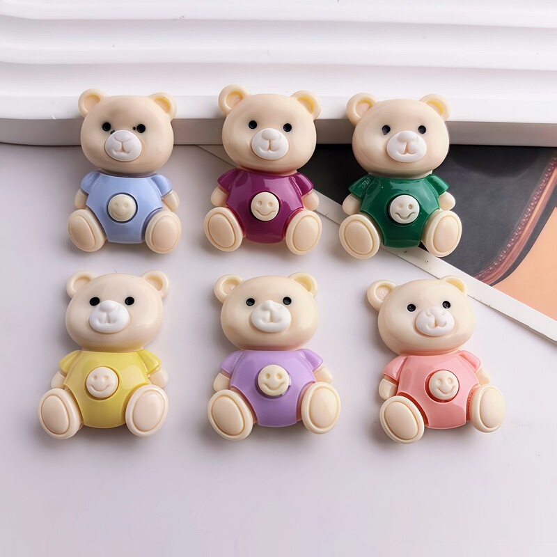 Cartoon Shiny Smiling Face Sitting Bear Resin Accessories DIY Material Cream Glue Patch Hairpin Shoe Clothing Bag Accessories