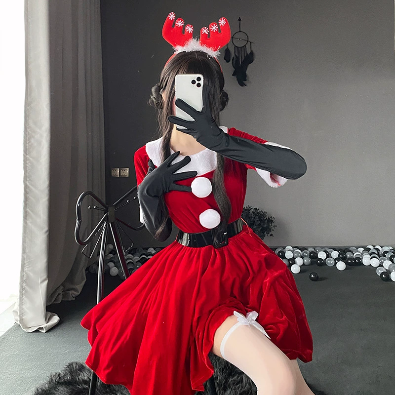 Новый костюм кроличьей девушки на Рождество 2025 / Милый рождественский костюм из двух предметов / Забавный рождественский костюм для выступлений