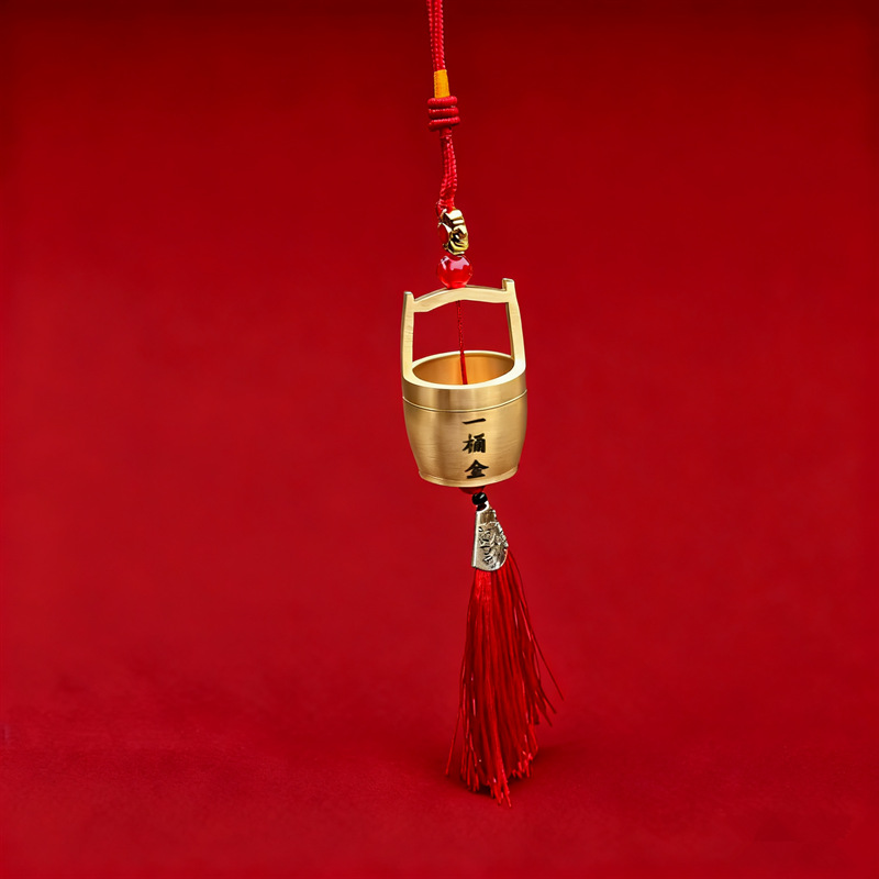Cinnabar Car Hanging Amulet for Good Luck and Safety, New Year Red Gold-Eating Beast Lucky Cat Car Hanging Ornament Wholesale