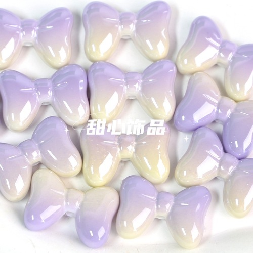 UV plated gradient toffee butterfly straight hole beads can be hand painted acrylic bow diy mobile phone chain car hanging accessories