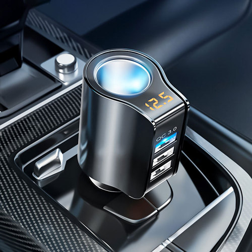 Car charger holder mobile phone car charger fast charge car 12v cigarette lighter power supply one to three conversion plug usb port