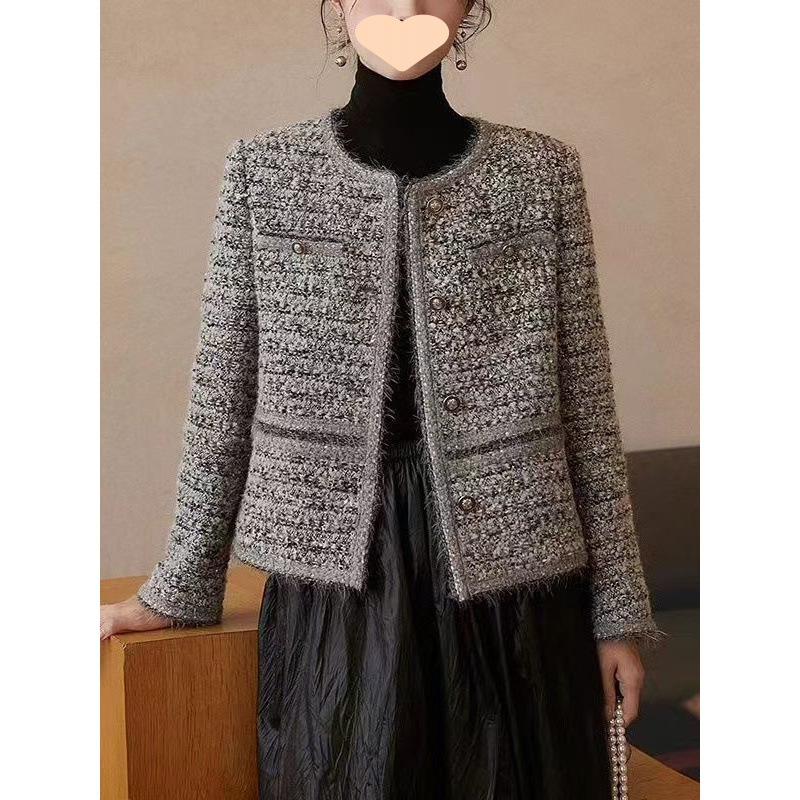高级感重工编织小香风粗花呢短款外套女春秋新款气质轻奢显瘦上衣|undefined