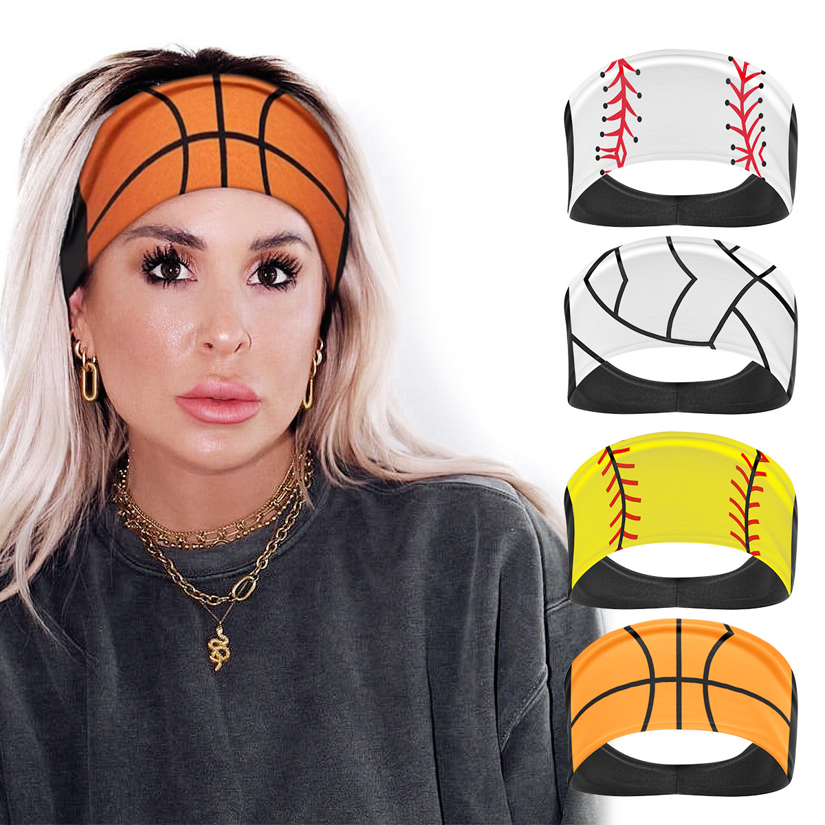 New Women's Baseball Volleyball Sports Sweat Guide Band Yoga Breathable Elastic Fitness Wide-brimmed Hair Band Sweat-absorbent Headband