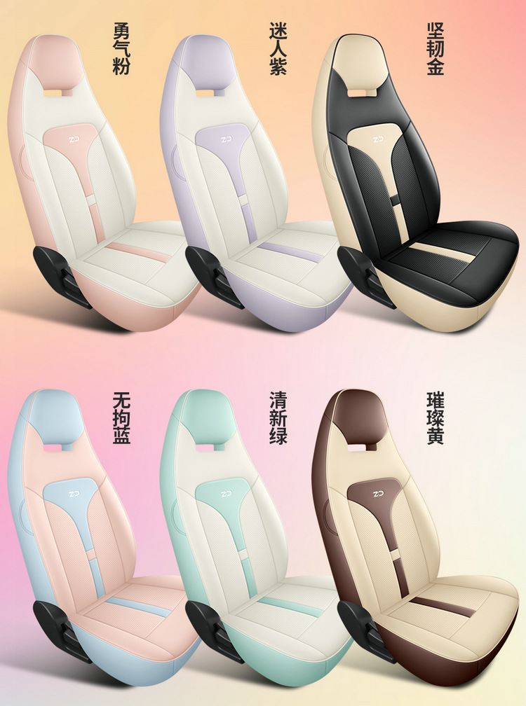 2024 Zhidou Rainbow Special Seat Cover Cute Girl Four Seasons Universal Comfortable Wear-resistant Special Car Cushion Leather Seat Cover