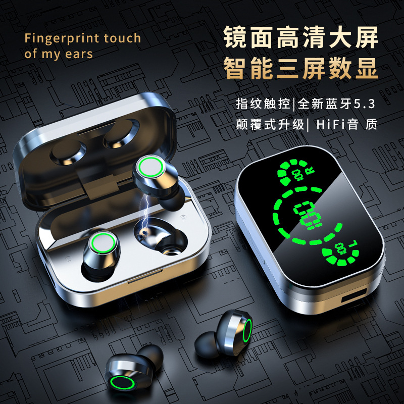 HD espejo pantalla digital YD03 auriculares bluetooth gran capacidad YDmini auriculares inalámbricos de reducción de ruido por mayor