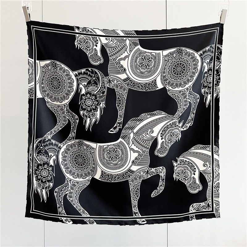Pañuelo Cuadrado de Seda Jacquard Doble Cara para Mujer 100% Seda de Morera, con Protección Solar