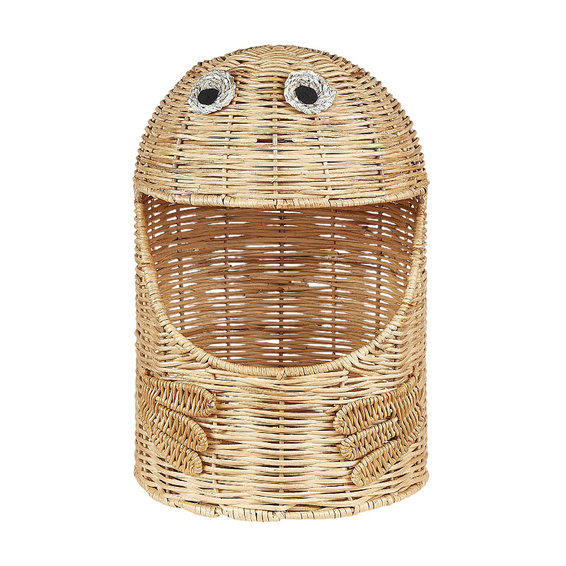 Creativa de ratana trenzada monstruo canasta de escritorio caja de almacenamiento de artículos de escritorio juguetes de papelería canasta de almacenamiento de artículos