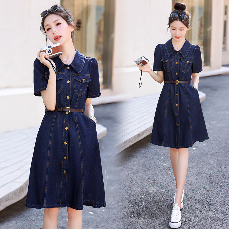 A- word Denim Skirt Shirt dress Summer 2024 Women's New Style Small Style Texted Slim-fit Slimming A- word Denim Skirt Shirt dress Summer 2024 Women's New Style Small Style Texted Slim-fit Slimming