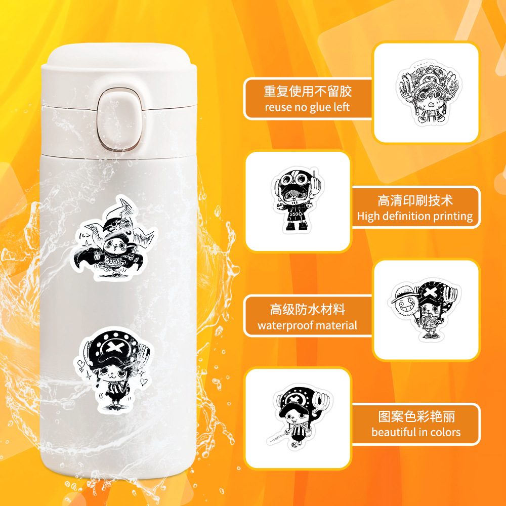 흑백 원피스 스티커 103장 세일링 원피스 루피 조로 가방 스티커 장식 노트