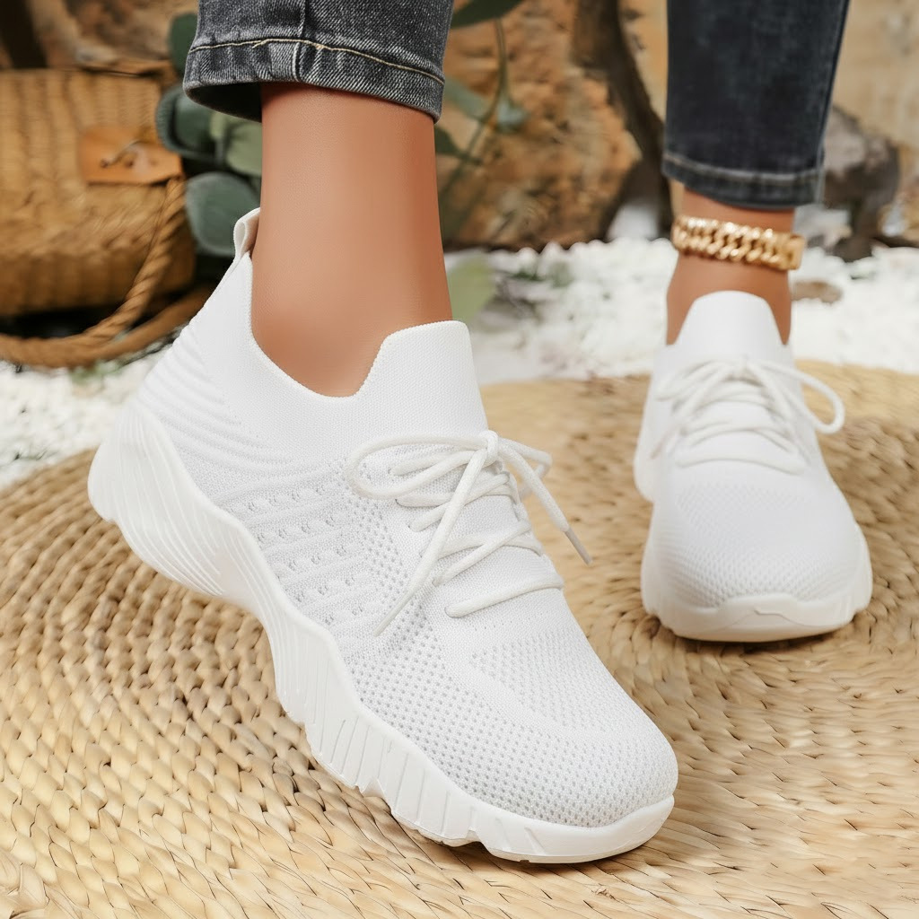 Zapatos de mujer zapatos de primavera 2026 nuevos zapatos casuales transfronterizos de color sólido zapatos de tejido único de estilo europeo y americano zapatos de altura para mujeres