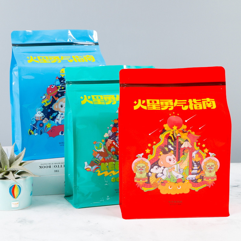 Vacuum Aluminum Foil Food Packaging Bags, Printed Self-Standing Snack and Tea Sealing Bags, Easy-Tear Cat Litter Eight-Side Seal Bags, Custom-Made