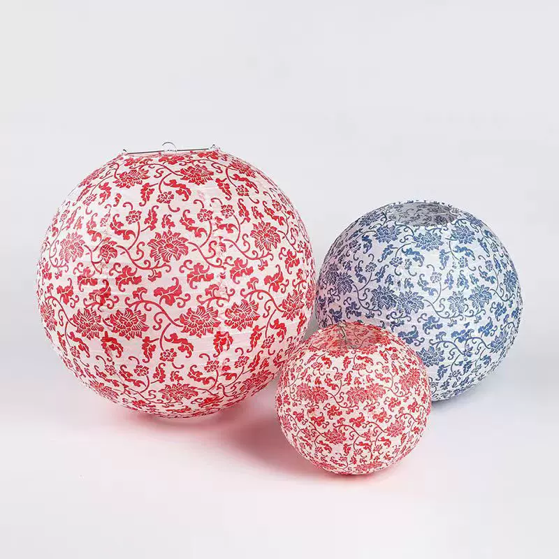 中国风青花瓷纸灯笼喜庆装饰挂饰灯罩古风款节日氛围用品春节灯笼