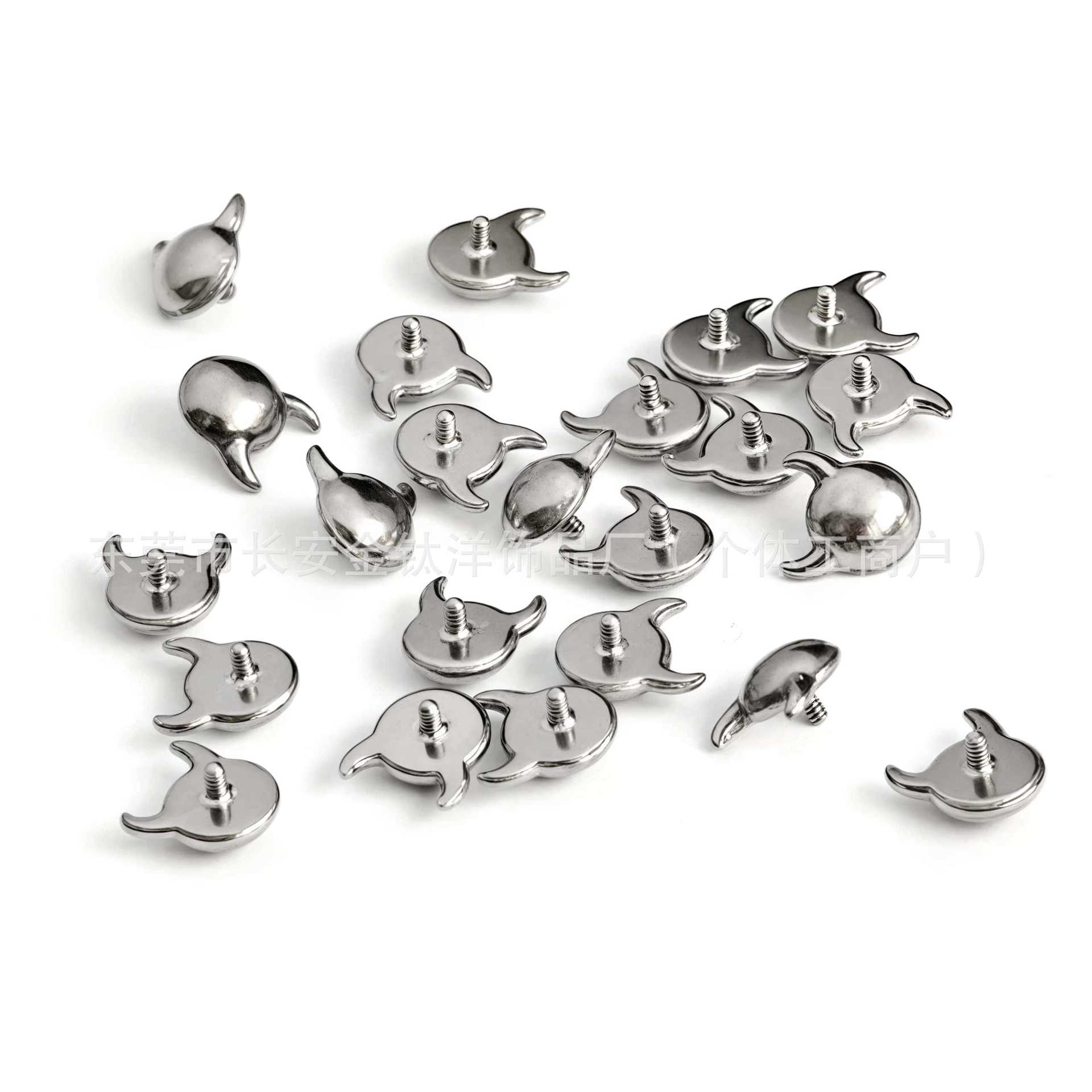 F136 Titanium Little Devil Head Horn Earrings Lip Studs Nose Studs Cartilage Ear Bone Stud Body Piercing Jewelry detail image 7