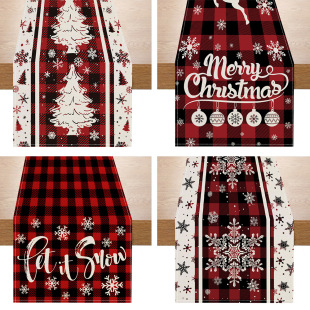 Christmas Table Flag Red Christmas Tree Letter Printed Tablecloth Home Living Room Cabinet Decoration Tablecloth Tea Flag Cross Border