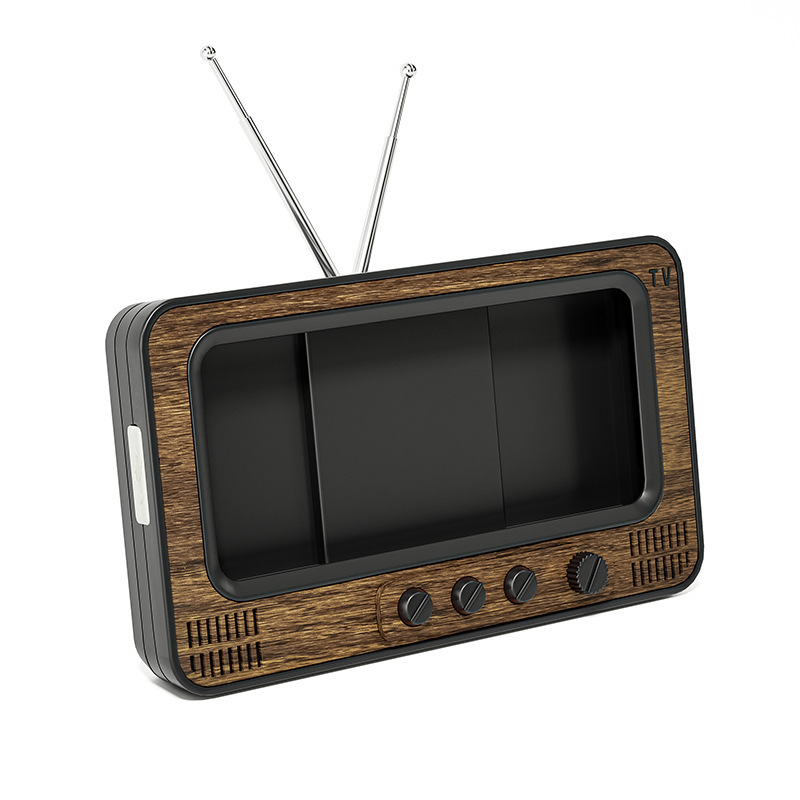 創意的なレトロなデスクトップの携帯電話のスクリーンのアンプは劇のテレビの形を追ってbluetoothの音響の携帯電話のスタンドを持ちます。|undefined