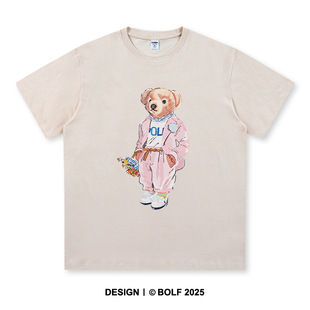 Street Cool Bear Printed Unisex Men Women T-Shirt Tees Tops