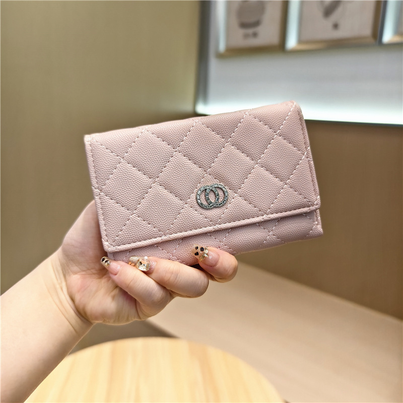 Special offer Daini Korean version of solid color simple fashion small chiang style diamond three fold flap long multi-functional wallet Special offer Daini Korean version of solid color simple fashion small chiang style diamond three fold flap long multi-functional wallet