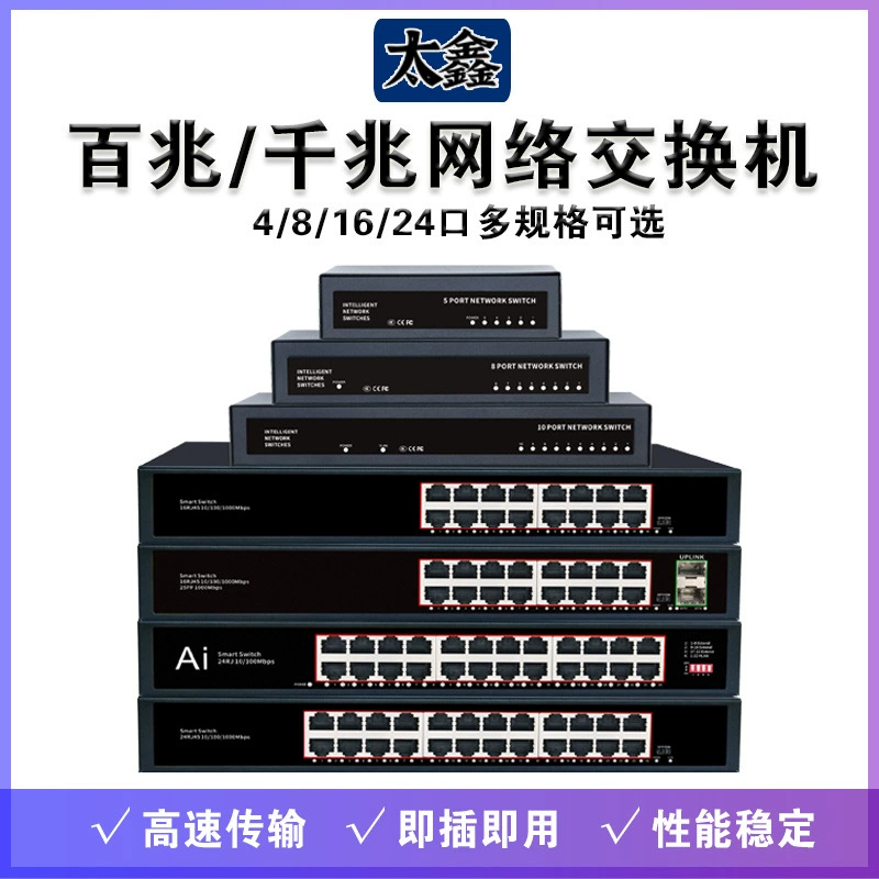 Гигабитный сетевой коммутатор 4 порта/8 портов/16 портов/24 порта, Ethernet, видеонаблюдение, общежитие, офис, маршрутизация