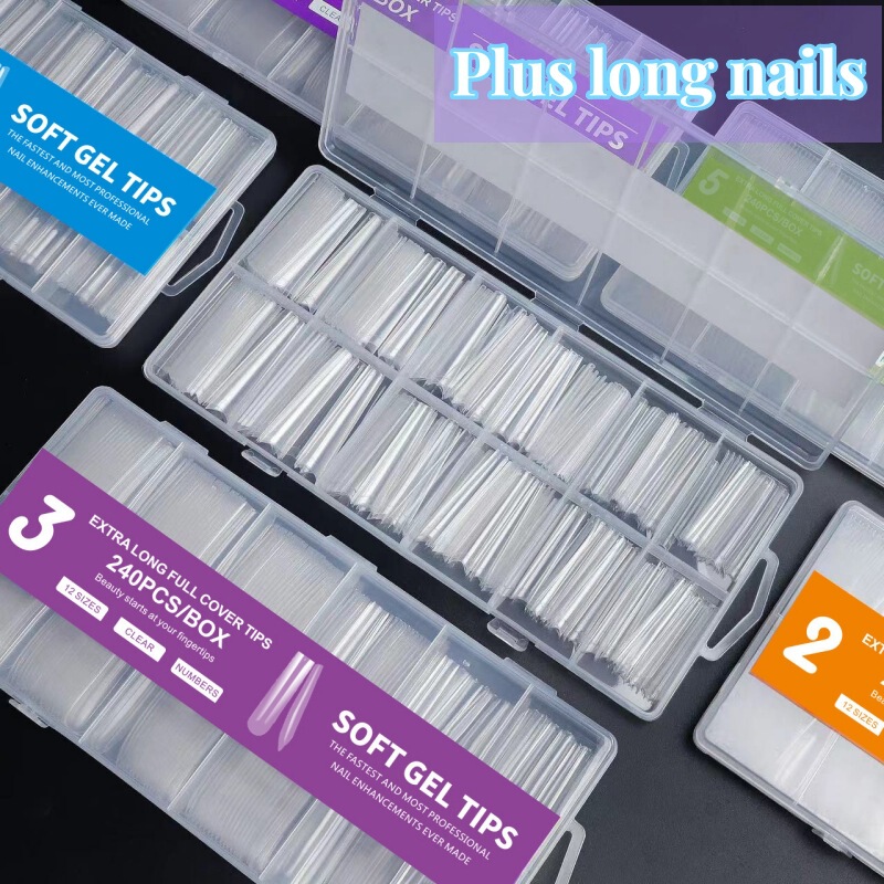 Nails nail art super long water pipe nail piece fake nail patch high transparent shallow half full stick Denim ballet tip nail Nails nail art super long water pipe nail piece fake nail patch high transparent shallow half full stick Denim ballet tip nail