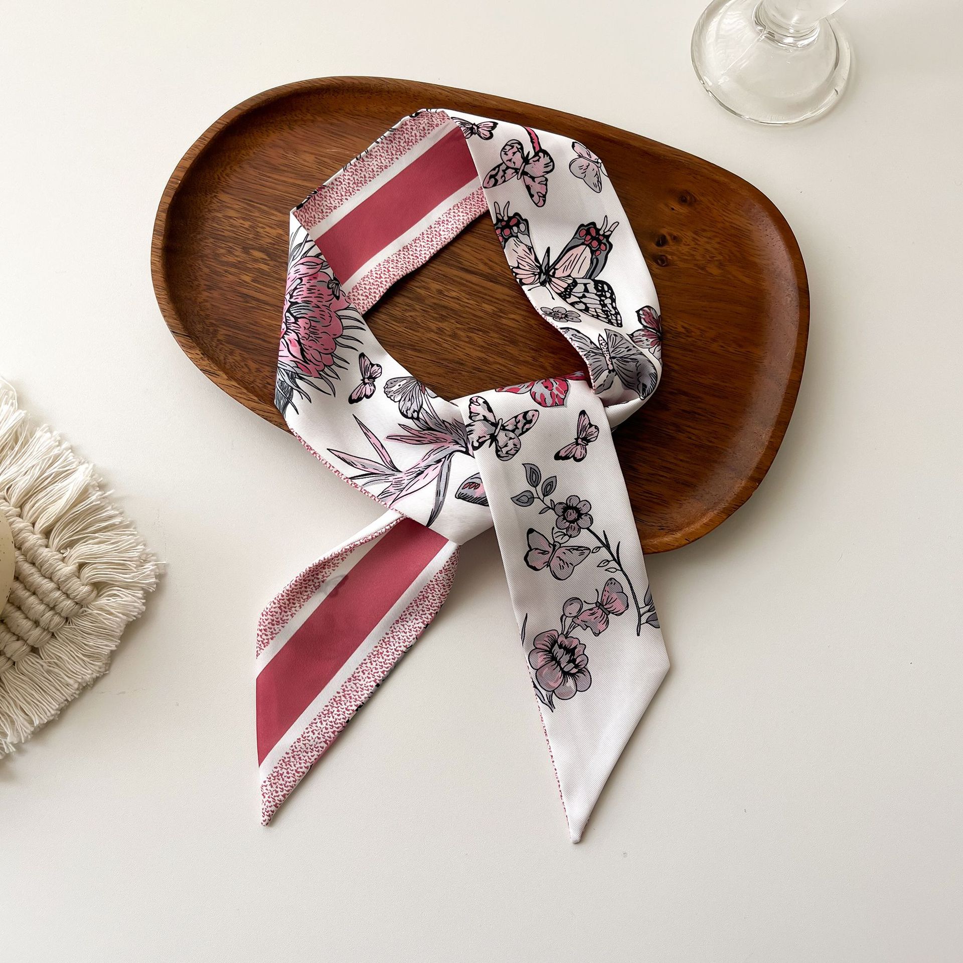 Foulard in seta da donna nastro decorativo per borsa e capelli_voghion.com