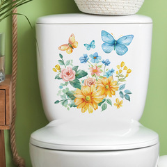 新款MG-M008彩繪花朵蝴蝶馬桶貼浴室衛生間美化牆壁貼畫批發