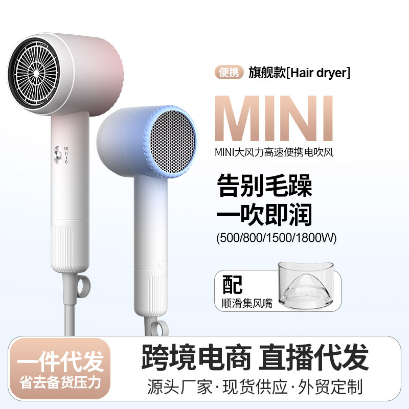 Hair Dryer Household Mini Portable Student Dormitory Travel Blue Light Protection Hair Dryer Internet Celebrity Low Power Hair Dryer