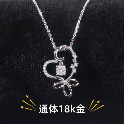 Korean girl Sweet Light extravagance jewelry Quintana 9/10/14/18k Platinum clavicle Cultivation Diamonds Necklace