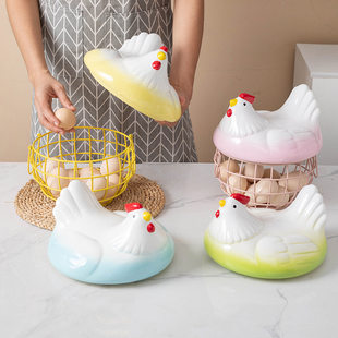 Creative European -style ceramic egg storage basket kitchen placement basket fruit storage basket household living room storage basket