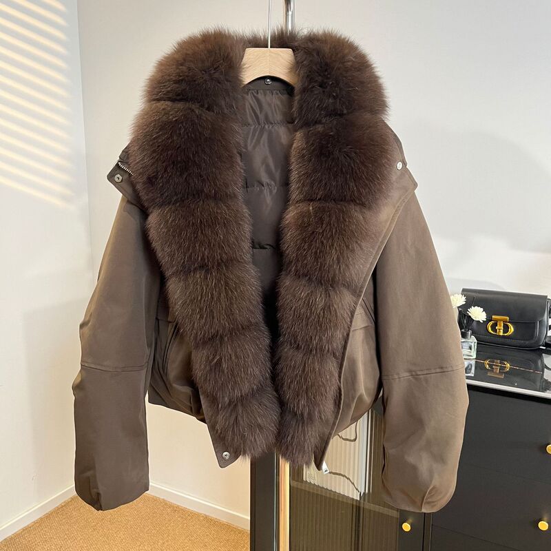 Cross-Border Winter New Style Fur Fox Collar White Duck down Jacket for Women, Short Loose Warm Parka Coat Cross-Border Winter New Style Fur Fox Collar White Duck down Jacket for Women, Short Loose Warm Parka Coat