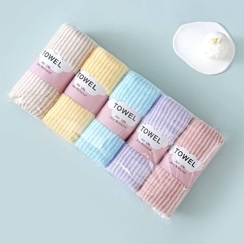 Absorbent Coral Fleece Towel Pinstripe Soft Quick-Drying Household Face Wash Men's and Women's Adult Dry Hair Towel Bath Towel Love