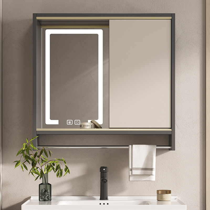 Feng Shui gabinete espejo gabinete de baño caja de espejo oculto combinación invisible baño inteligente Push-Pull gabinete de espejo montado en la pared