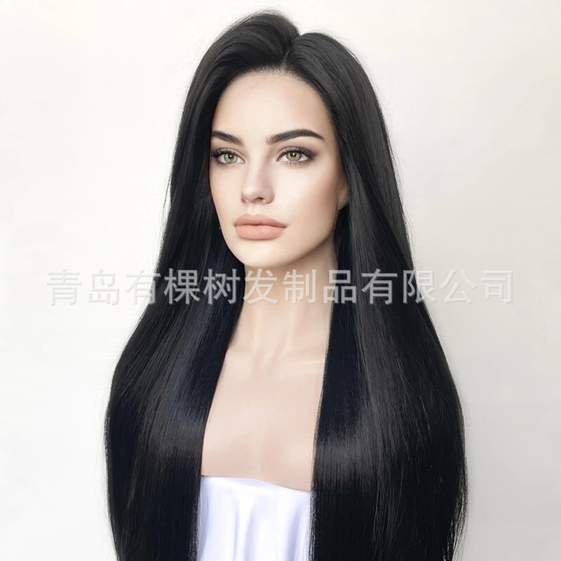 European and American wigs Amazon new matte high temperature silk chemical fiber front lace headgear color long straight hair a generation of hair