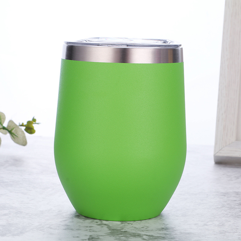 Copa de cáscara de huevo de suministro directo transfronterizo 304 de acero inoxidable de doble capa 12oz de plástico rociado taza de huevo aislado de café tinto copa de vino al por mayor