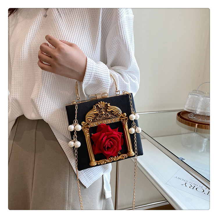 Retro Baroque Angel Flower Chain Shoulder Bag For Women_voghion.com