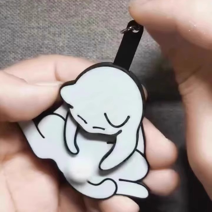 クリエイティブなプルアウトエッグキャットキーホルダーペンダント、キュートで面白いクリエイティブな漫画の猫バッグペンダント、バックパックペンダント|undefined