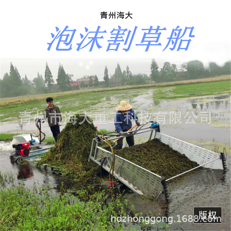 江苏电动泡沫割草船 河道小型泡沫割草机 小型水葫芦半自动打捞船