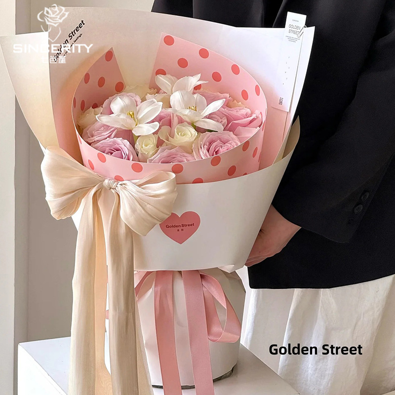 Día de la madre de siete colores, 520 vals, película estereotipada, película de forma de punto de onda redonda roja, flor floral, bolsa DIY