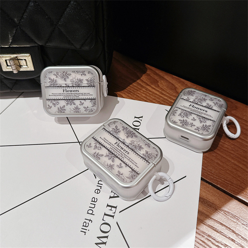 復古法式花適用airpods pro2蘋果藍牙無線耳機套1/2/3代可愛卡通