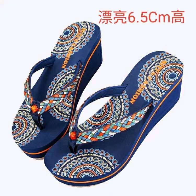 Zapatillas de flip flop para mujeres de verano nueva moda vietnamita antideslizante aumentó suela gruesa resistente al desgaste zapatillas de playa para mujeres zapatillas frías