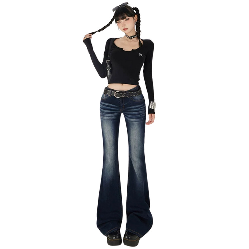 Denim Factory American Nostalgic Bootcut Jeans Hot Girl Slimming Versatile Stretch Flared Pants 2025 New Autumn and Winter