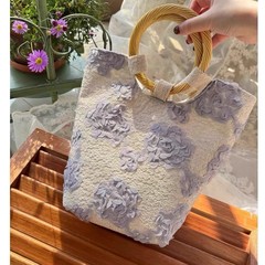 古代風レース立体花竹リングハンドバッグ優しく爽やかな日常多用途レディースバッグチャイナバッグ